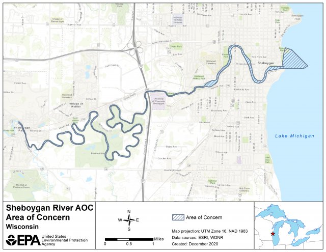 Sheboygan River AOC Boundary Map 