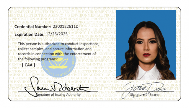 Front of Non-Federal EPA Inspector Credentials