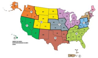 U.S. Map with EPA Regions marked