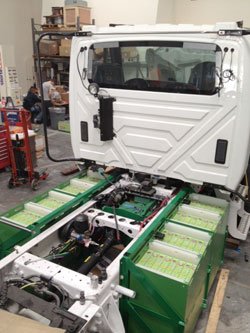 Image of TransPower truck showing batteries