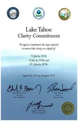 Signed Lake Tahoe Clarity Commitment