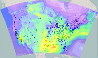 Map of ozone concentrations generated from CMAQ output from v5.2