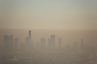 Smog over Los Angeles at sunset