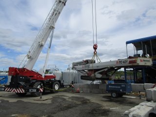 Crane Lift to Install Conveyor Used to Transfer Processed Sediment to Staging Area for Load-out and Off-site Disposal – May 2017