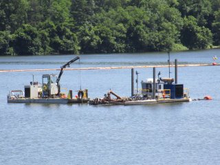 Movement of Hydraulic Dredge (via Lifting of Dredge Anchor) to Another Dredging Location within the Acid Brook Delta – June 2017