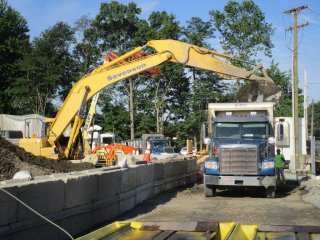Processed Dredged Sediment Being Loaded for Off-site Disposal – July 2017