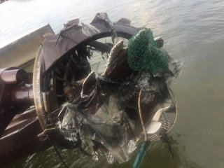 Debris Which Inhibits Hydraulic Dredging Operations Seen on Dredge Cutter Head – July 2017