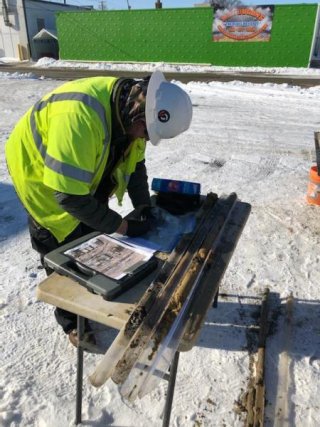 Inspecting Soil Cores and preparing Boring Logs