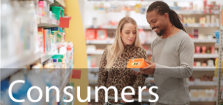 Consumers with photo of people looking at product in store.