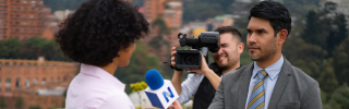 reporter interviewing on camera
