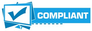 Decorative image with a check mark next to the word compliant.