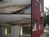 Mold on first floor beneath a through-the-wall air conditioner on the second floor.