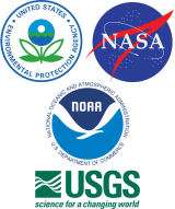 Seals and logos for CyAN projects collaborators: EPA, NASA, NOAA, USGS