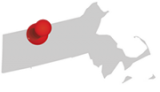 Pin on map showing Deerfield, Massachusetts