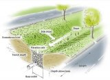 Swale stormwater control example: infiltration trench graphic