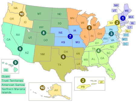 Map of the EPA Regions