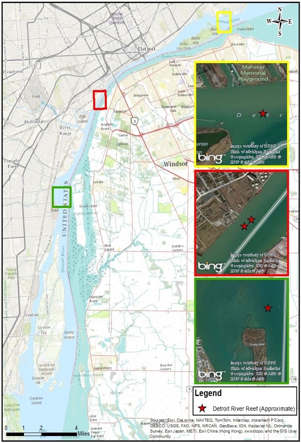 Detroit River Walleye Fishing Map Detroit River Fish Spawning Reefs In The Detroit River Aoc | Us Epa