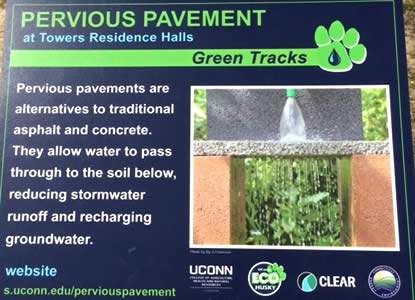 Pervious pavement sign UConn