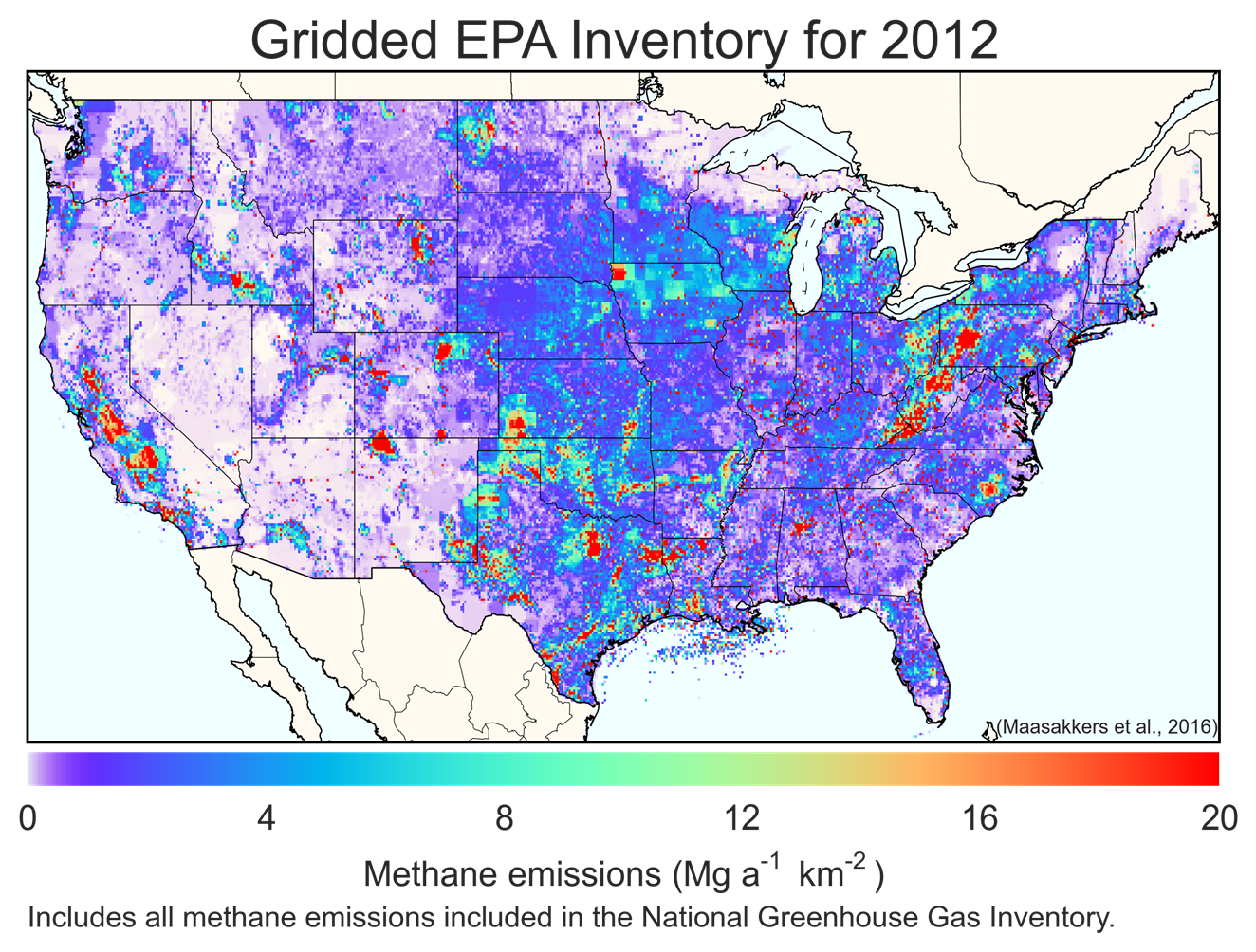 Gridded 2012 Methane Emissions Greenhouse Gas GHG Emissions US EPA