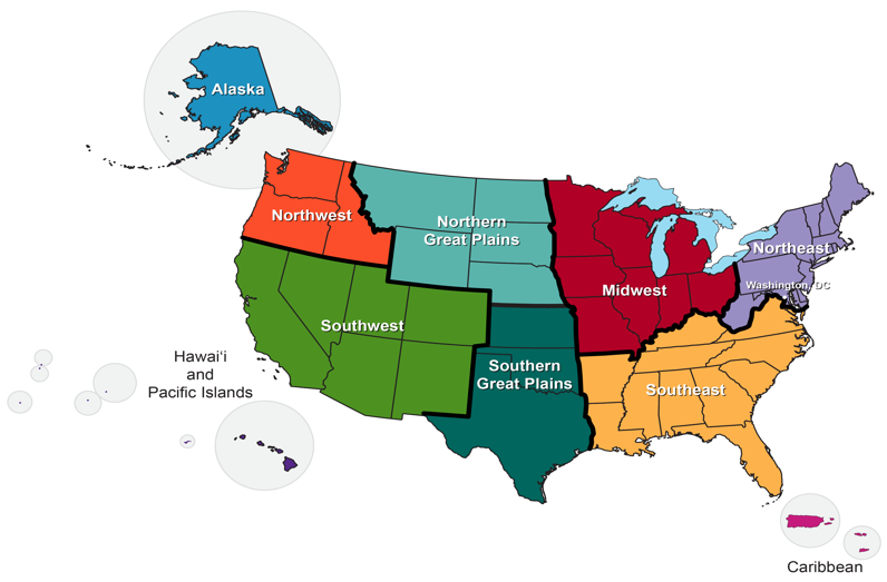 Map of climate regions in the U.S.