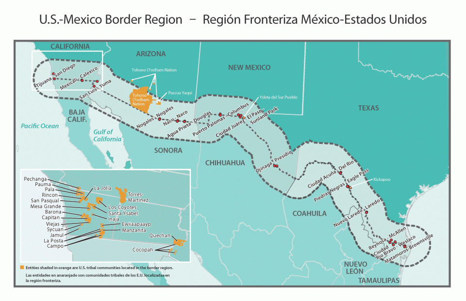 Us Mexico Border Cities Map