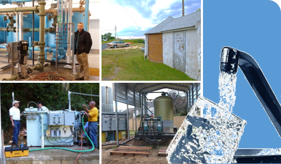 17th annual drinking water workshop banner. images: water faucet filling glass, biological treatment, arsenic treatment, waterboy, small system 