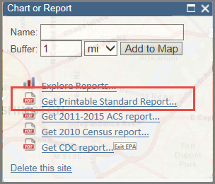 Get Printable Standard Report location
