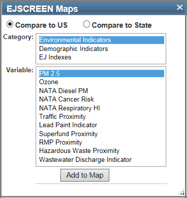 EJ Indexes Options screenshot