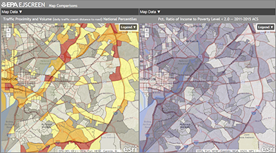 Side-by-side maps screenshot
