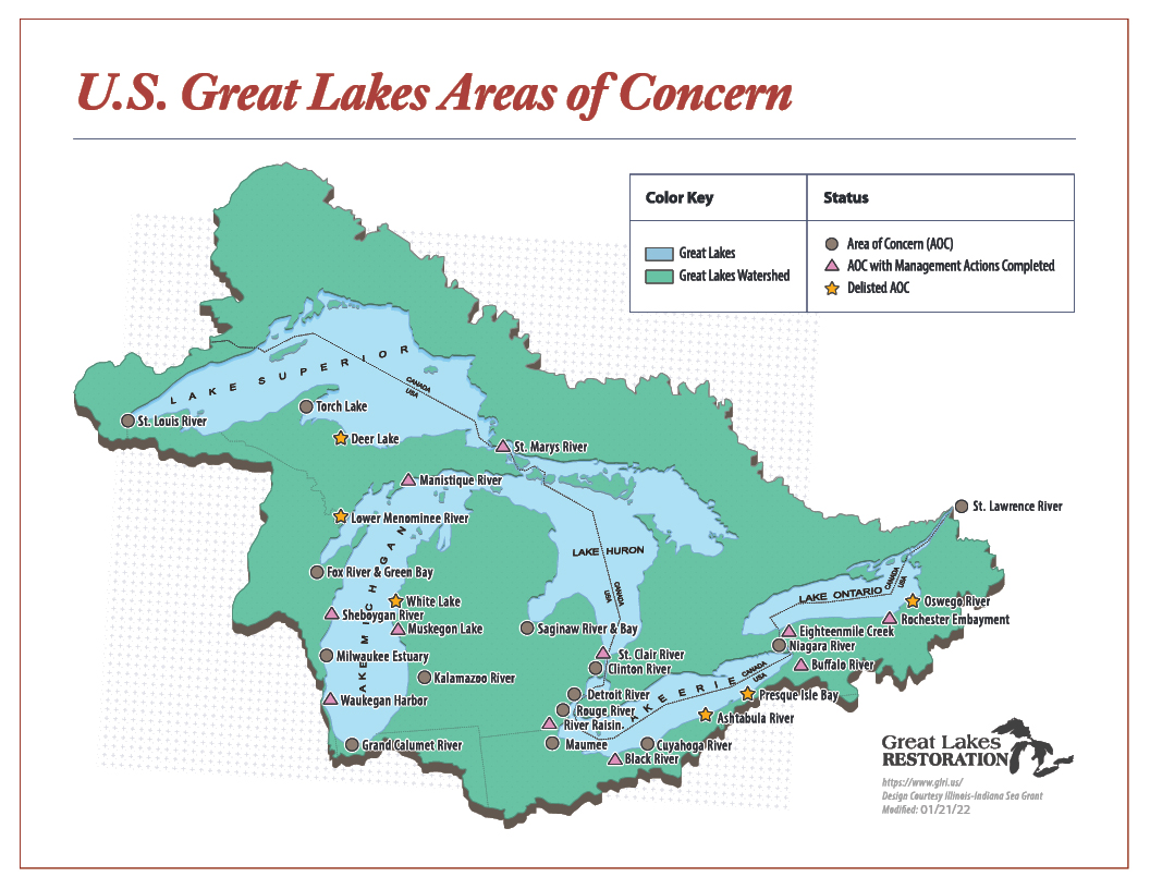 Great Lakes AOC Map Updated Sept. 2021