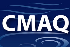 CMAQ logo text with swirls representing air