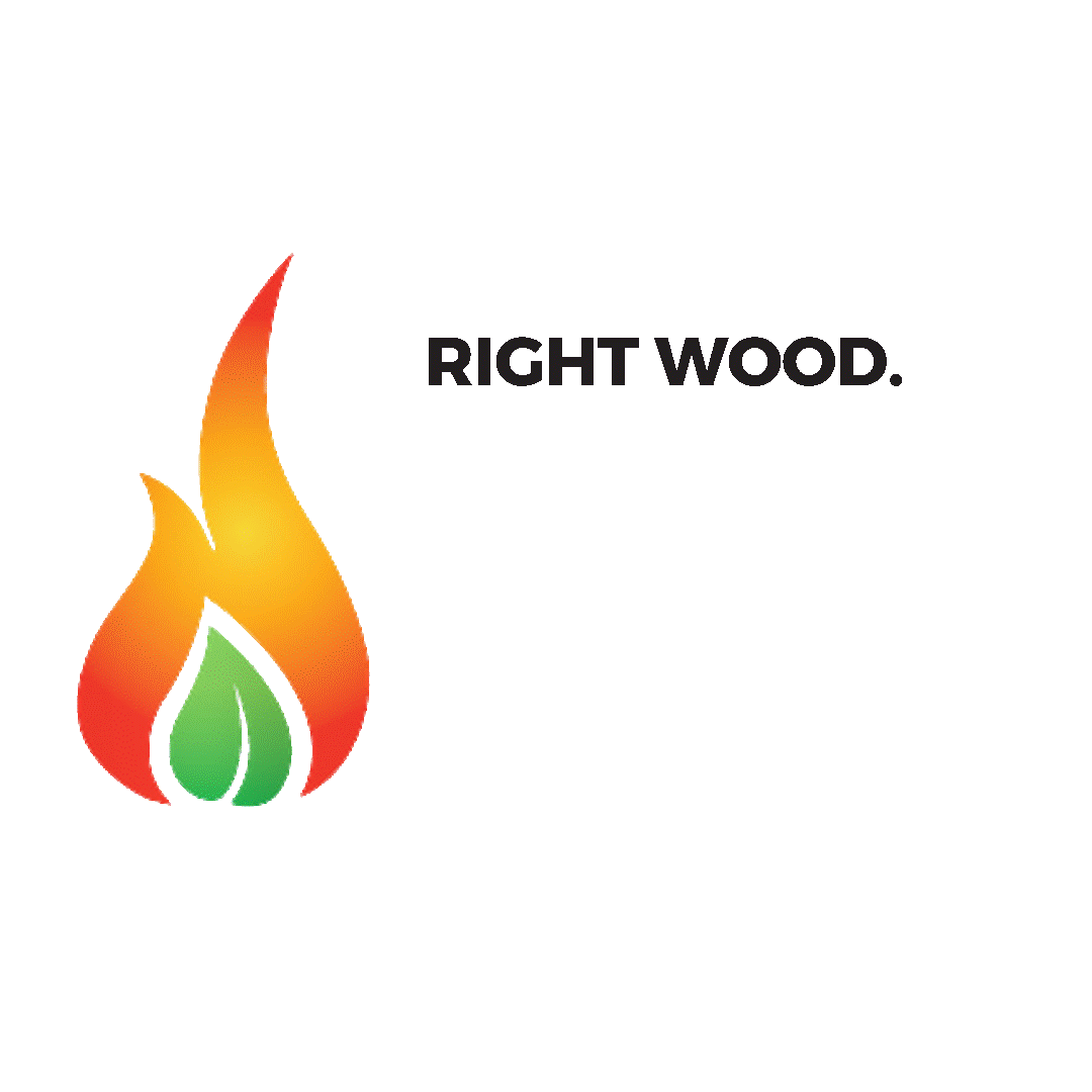 Burn wise logo with flickering flame and words: Right Wood, Right Appliance, Right Way