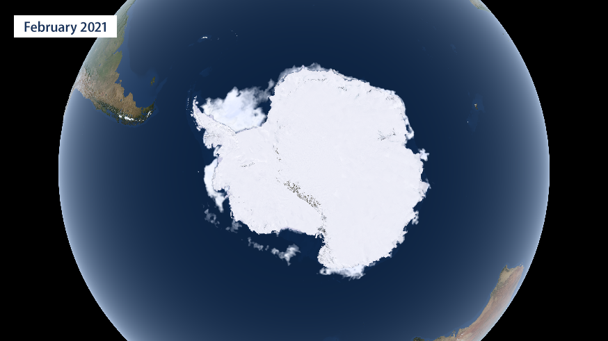 Map of Antrctic sea ice in February