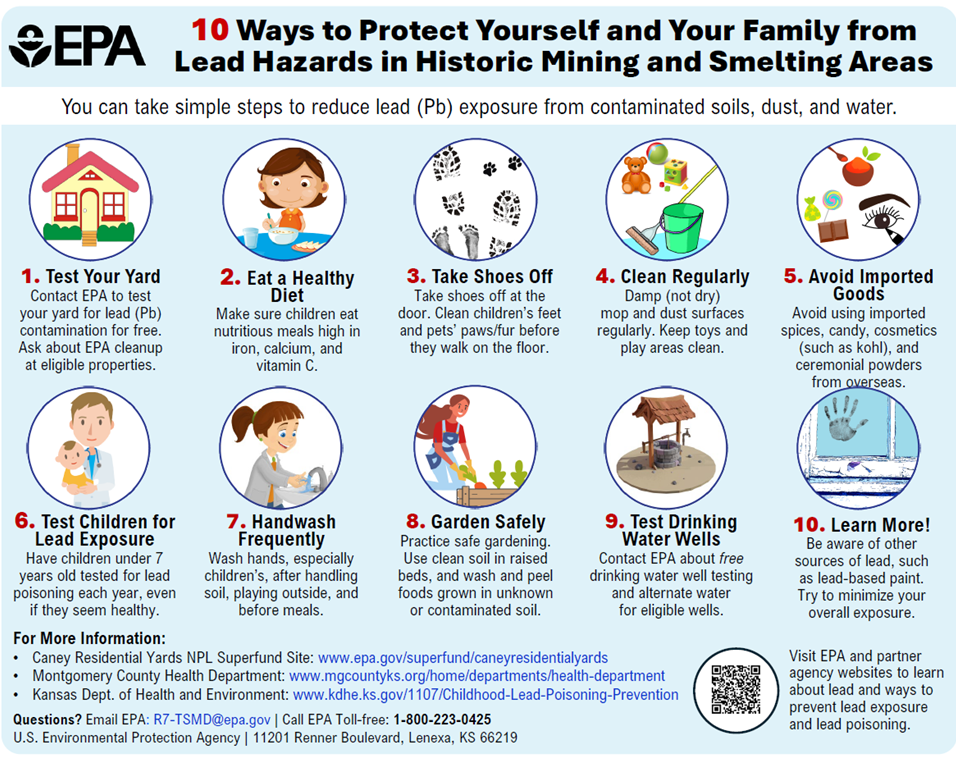 Infographic depicting ten ways to protect yourself and your family from lead hazards.