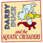 Cartoon of a duck captioned "Darby Duck and the Aquatic Crusaders"
