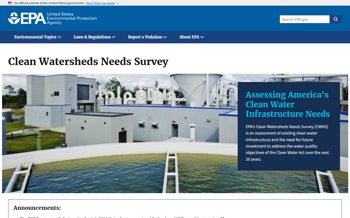 An assessment of existing clean water infrastructure and the need for future investment.