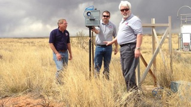 EPA staff set up air samplers near the Waste Isolation Pilot Plant