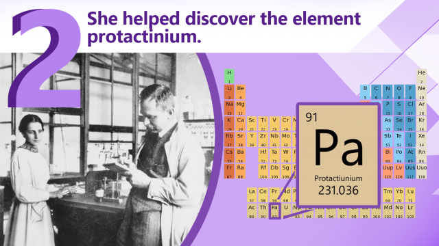 Lise Meitner next to the periodic table