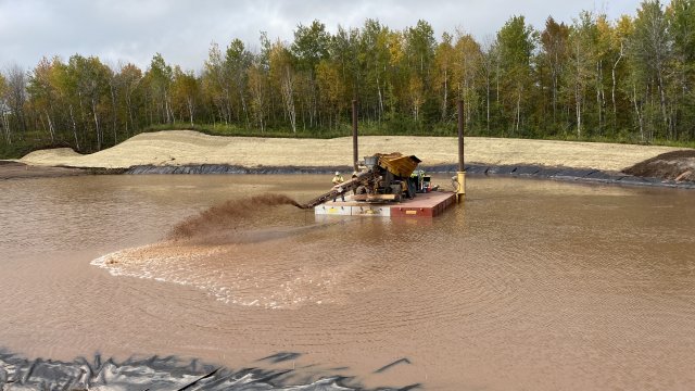 The slinger is used to place granular activated carbon (GAC) in the Weir Pond.