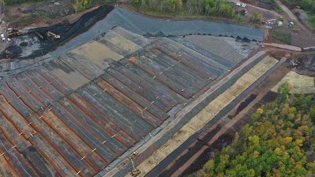 Dredge material continues to be placed into Geotubes® in the Upland confined disposal facility (CDF).  