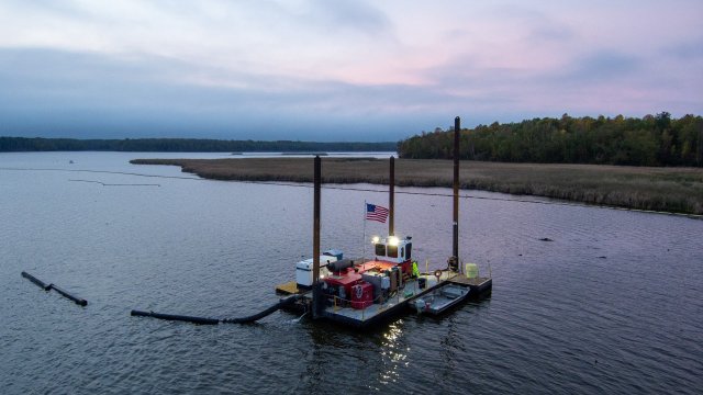 Dredging operations continue in the Wire Mill Delta.
