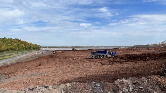 Capping continues over the Geotubes® in the Upland CDF.