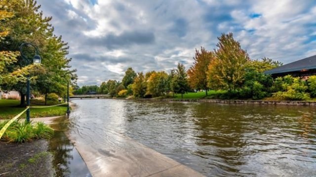 research on the effects of climate change on agricultural productivity Water overflowing the bank.