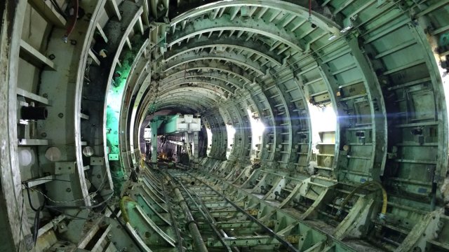 Inside a water tunnel pipe