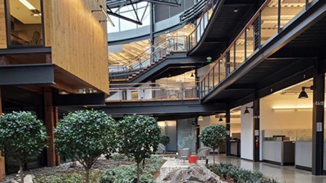 lobby of a disaster-resilient GSA building