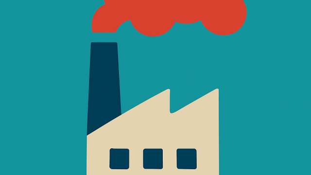 Icon of a factory emitting from a smokestack  