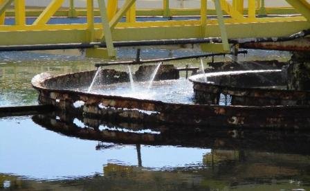 Corroded center baffle on secondary clarifier