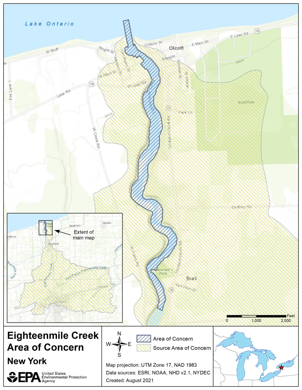 Eighteen Mile Creek AOC Boundary Map
