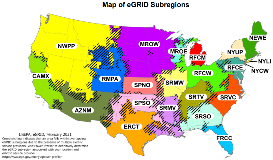 Map of eGrid Subregions