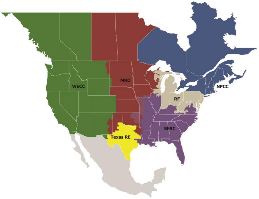 North American Electric Reliability Corporation map